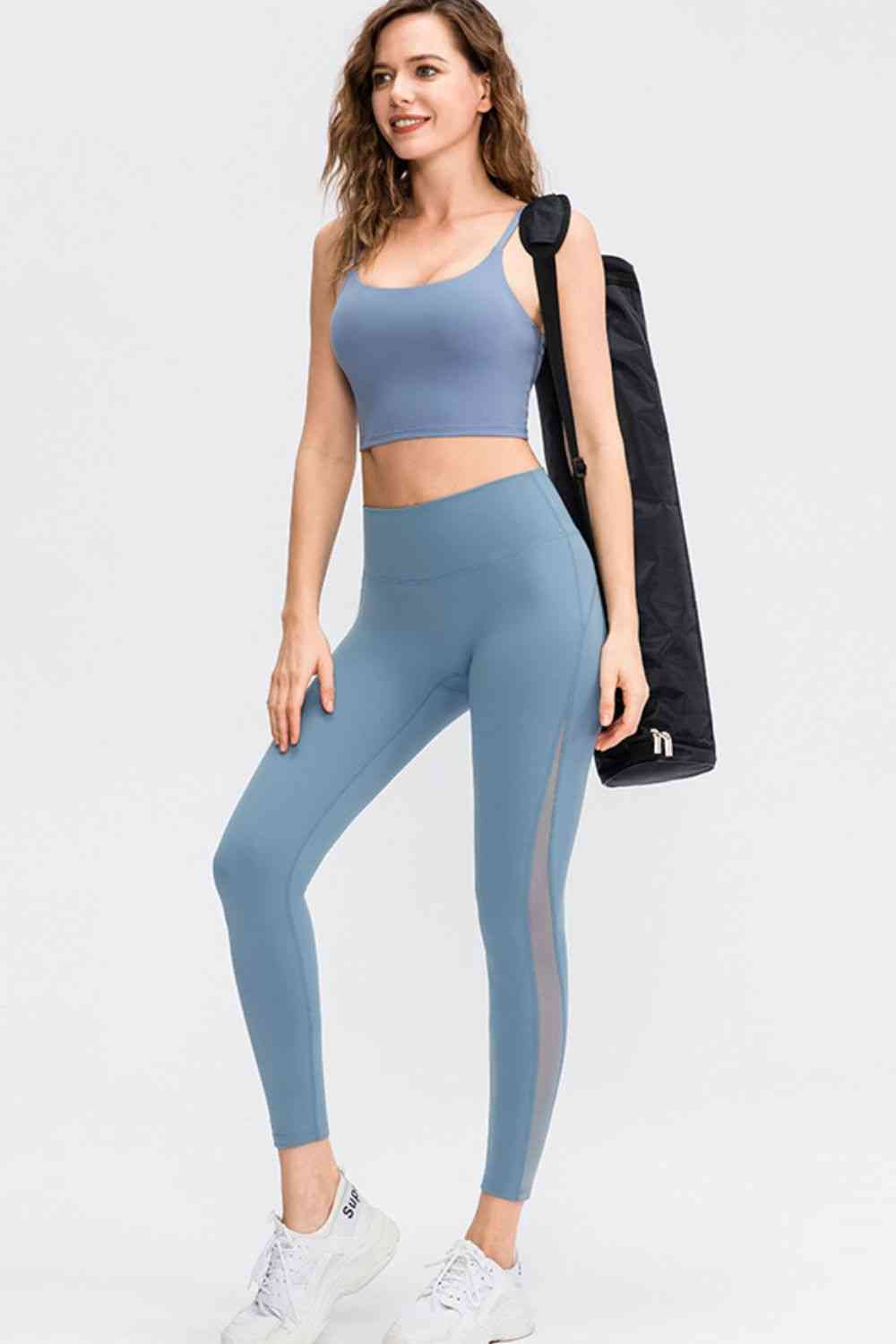 Wide Waistband Slim Fit Long Sports Pants - FitFemme.Shop
