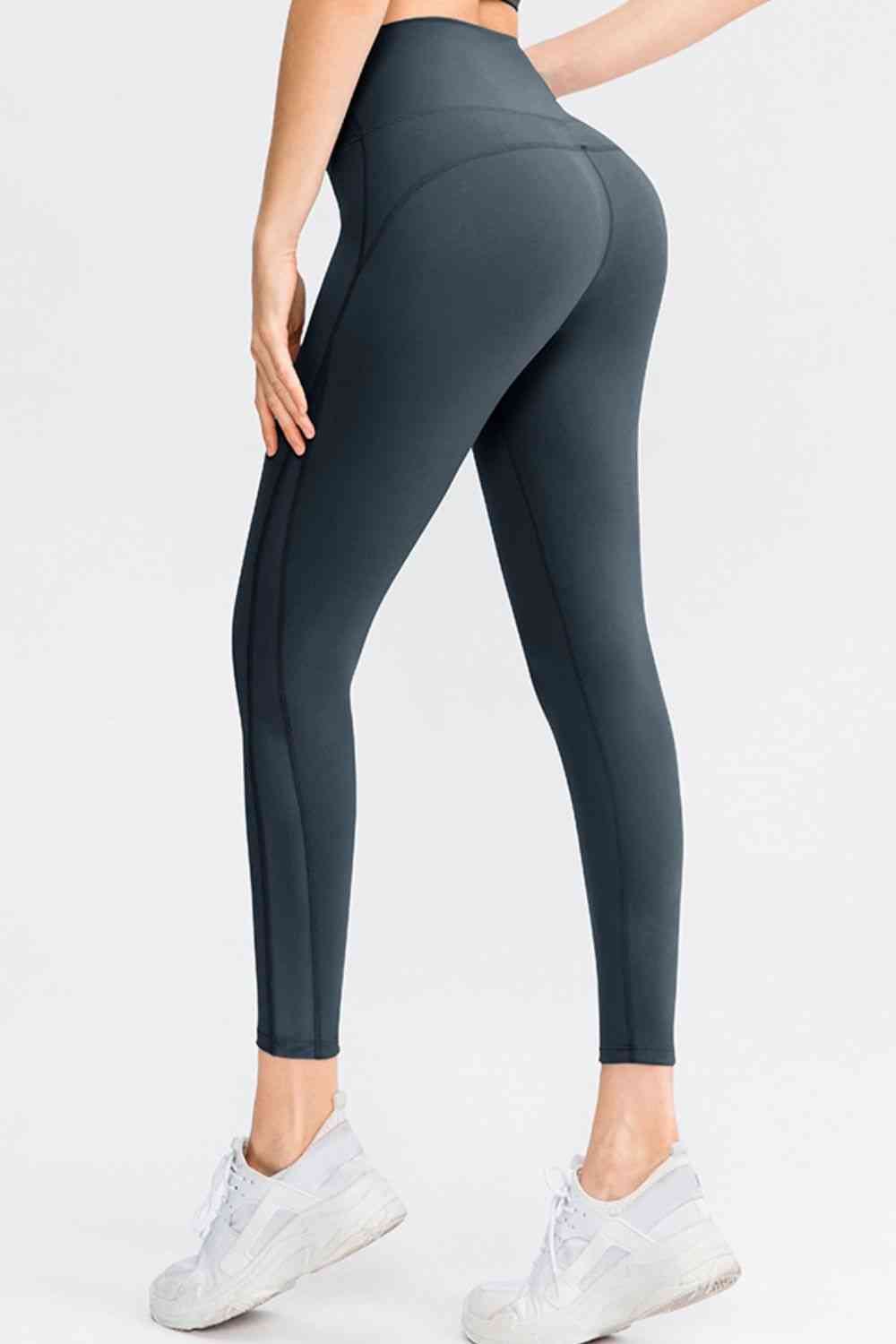 Wide Waistband Slim Fit Long Sports Pants - FitFemme.Shop