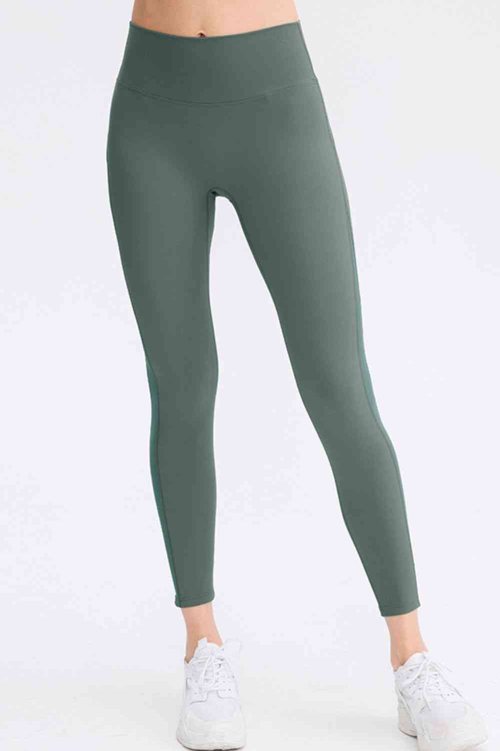 Wide Waistband Slim Fit Long Sports Pants - FitFemme.Shop