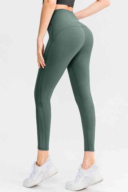 Wide Waistband Slim Fit Long Sports Pants - FitFemme.Shop