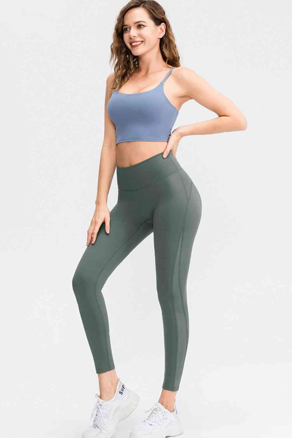 Wide Waistband Slim Fit Long Sports Pants - FitFemme.Shop
