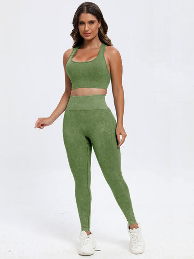 Scoop Neck Wide Strap Top and Pants Active Set - FitFemme.Shop