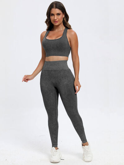 Scoop Neck Wide Strap Top and Pants Active Set - FitFemme.Shop