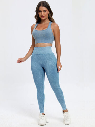 Scoop Neck Wide Strap Top and Pants Active Set - FitFemme.Shop