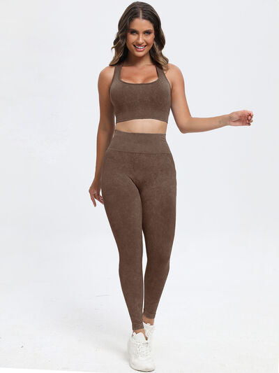 Scoop Neck Wide Strap Top and Pants Active Set - FitFemme.Shop