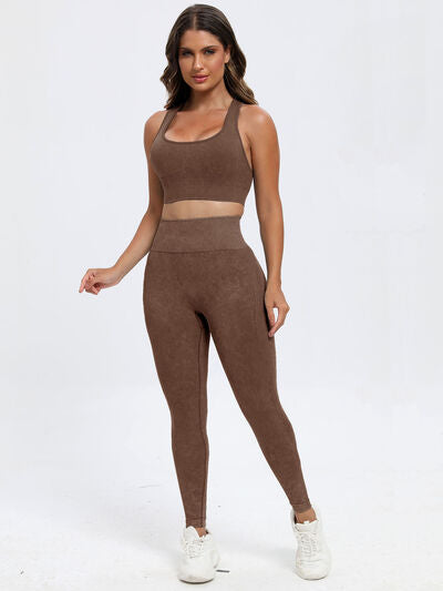Scoop Neck Wide Strap Top and Pants Active Set - FitFemme.Shop