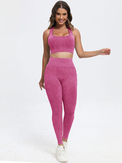 Scoop Neck Wide Strap Top and Pants Active Set - FitFemme.Shop