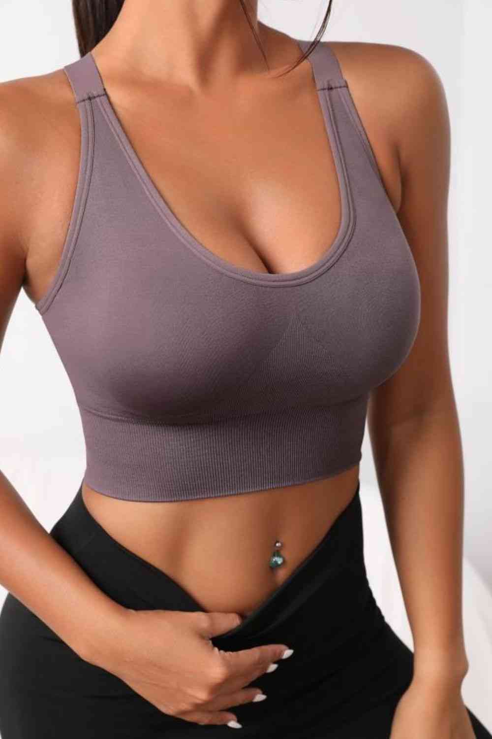 Scoop Neck Long Active Bra - FitFemme.Shop