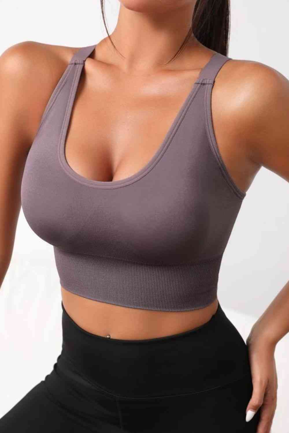 Scoop Neck Long Active Bra - FitFemme.Shop