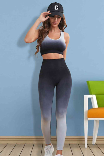 Gradient Sports Tank and Leggings Set - FitFemme.Shop