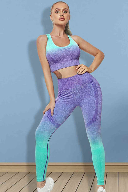 Gradient Sports Tank and Leggings Set - FitFemme.Shop