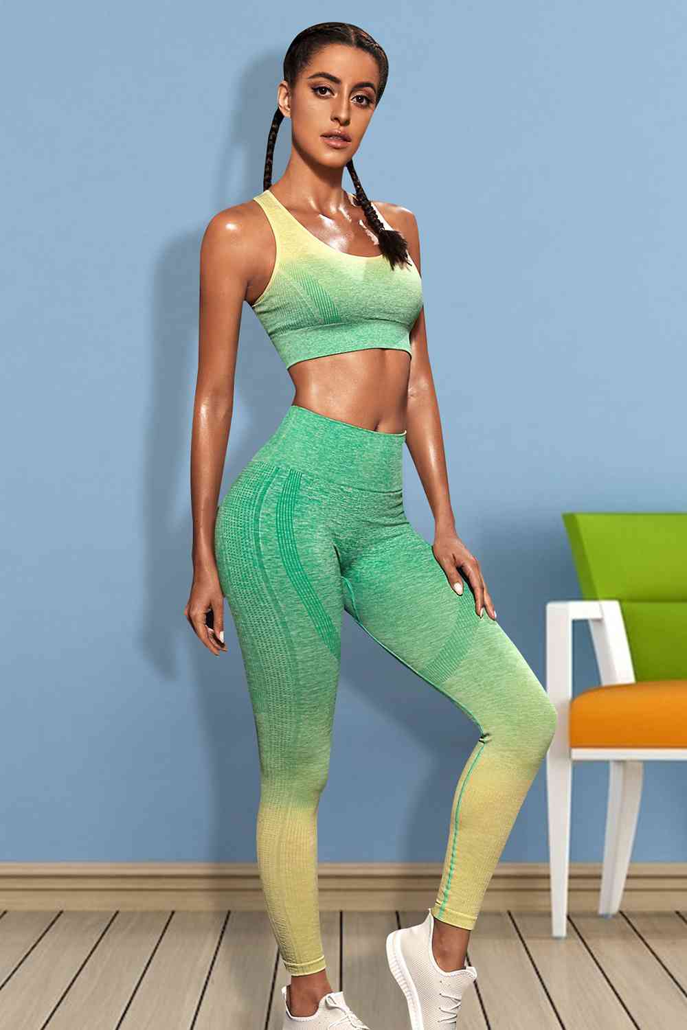 Gradient Sports Tank and Leggings Set - FitFemme.Shop