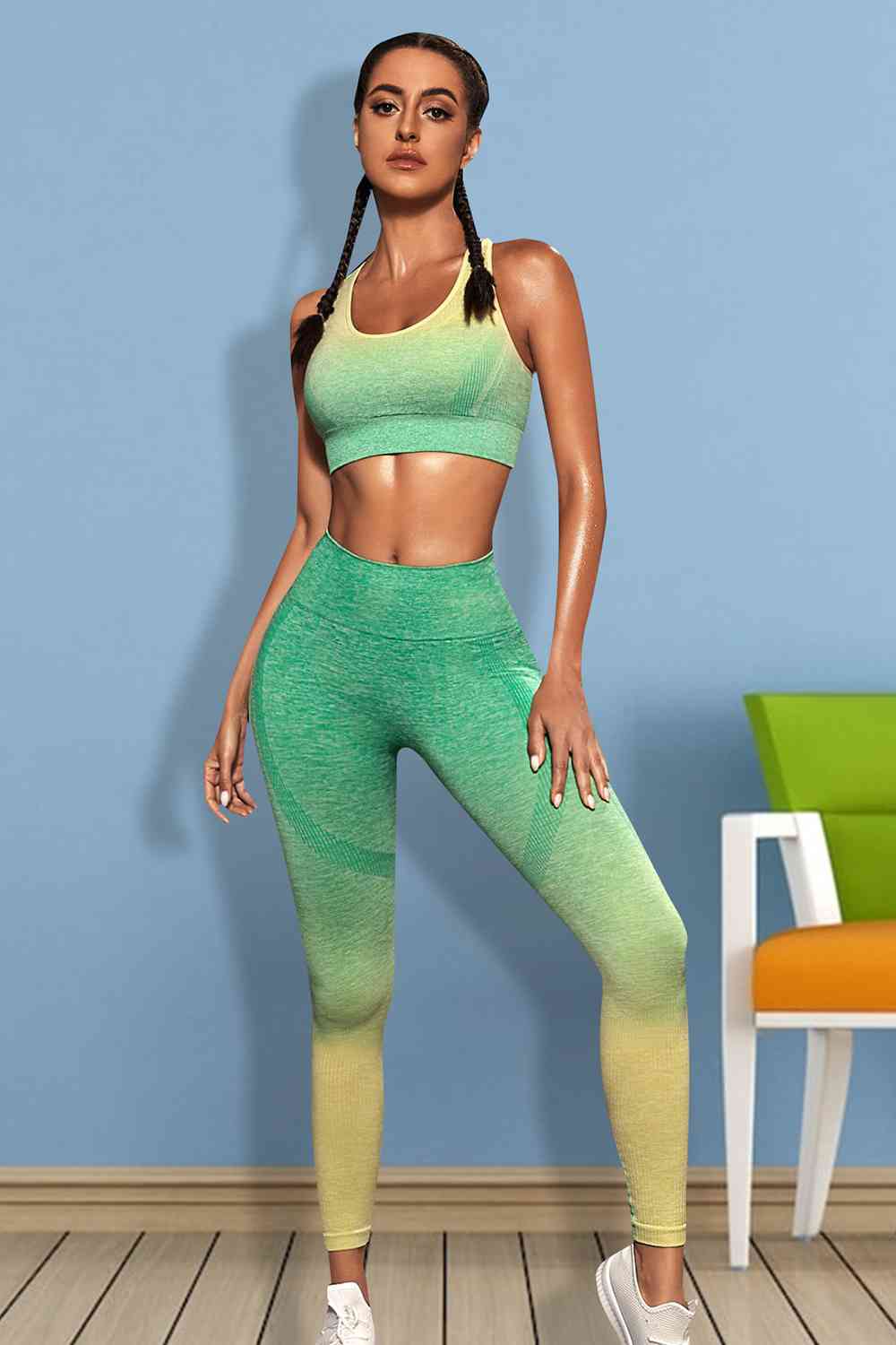 Gradient Sports Tank and Leggings Set - FitFemme.Shop