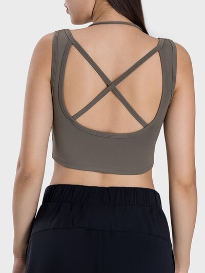 Millennia Crisscross Square Neck Active Tank - FitFemme.Shop