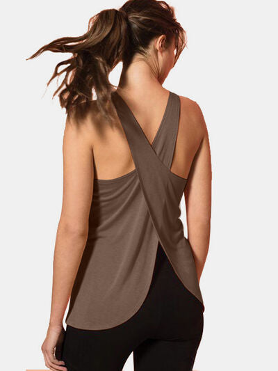 Crisscross Scoop Neck Active Tank - FitFemme.Shop