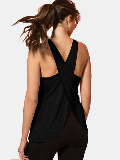 Crisscross Scoop Neck Active Tank - FitFemme.Shop