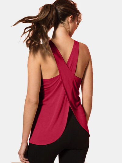 Crisscross Scoop Neck Active Tank - FitFemme.Shop