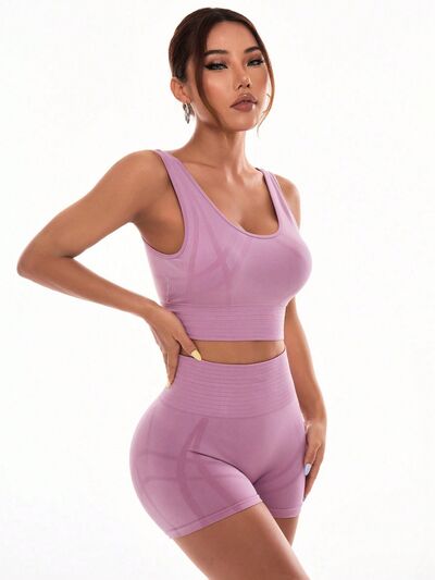 Scoop Neck Wide Strap Top and Shorts Active Set - FitFemme.Shop
