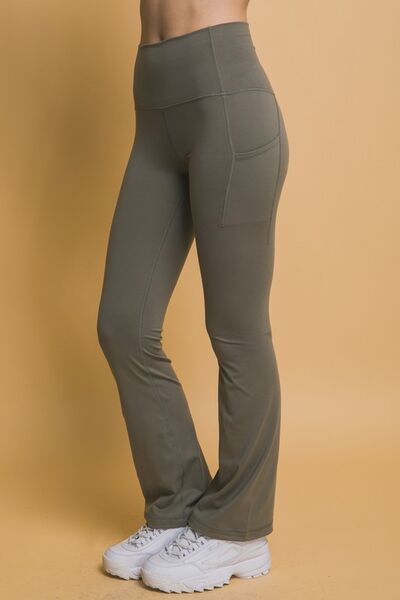 Love Tree High Waist Flare Active Leggings with Side Pockets - FitFemme.Shop