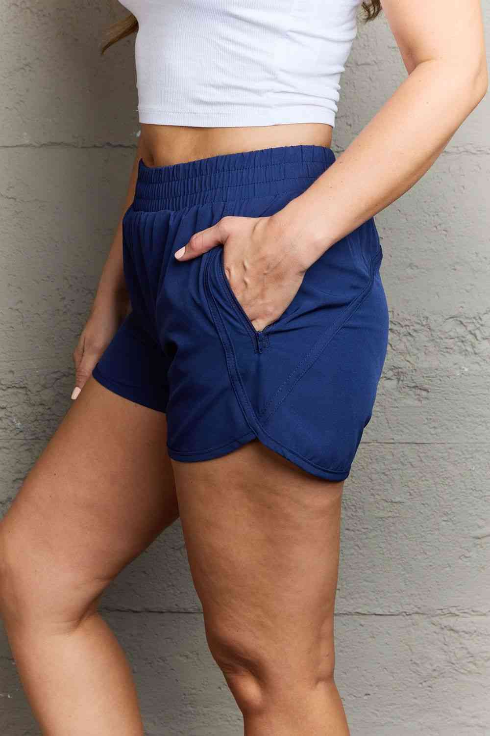 Ninexis Reach My Goals Zipper Pocket Detail Active Shorts - FitFemme.Shop