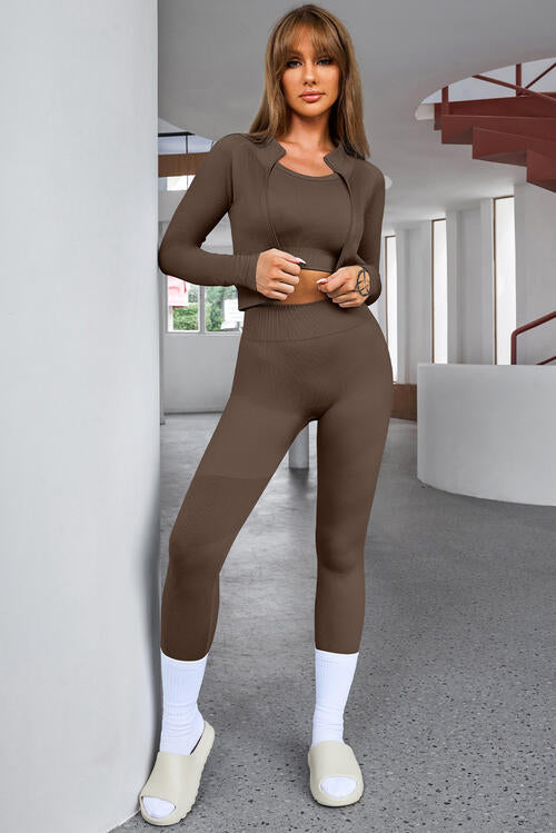 Tank Cropped Active Top and Pants Set - FitFemme.Shop