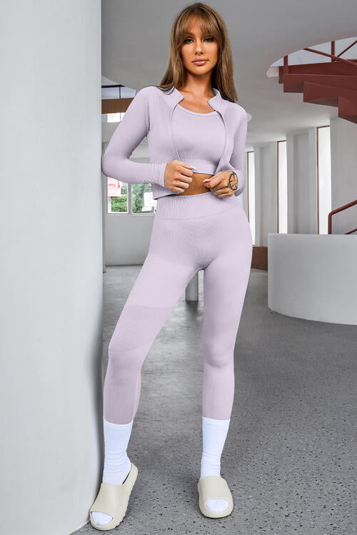 Tank Cropped Active Top and Pants Set - FitFemme.Shop