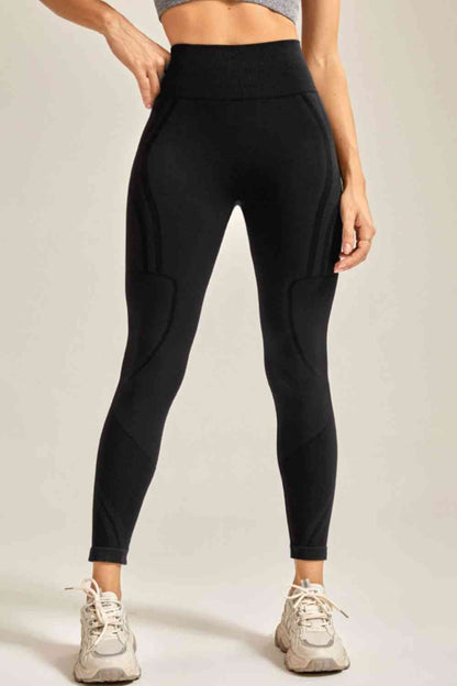 Wide Waistband Long Active Pants - FitFemme.Shop