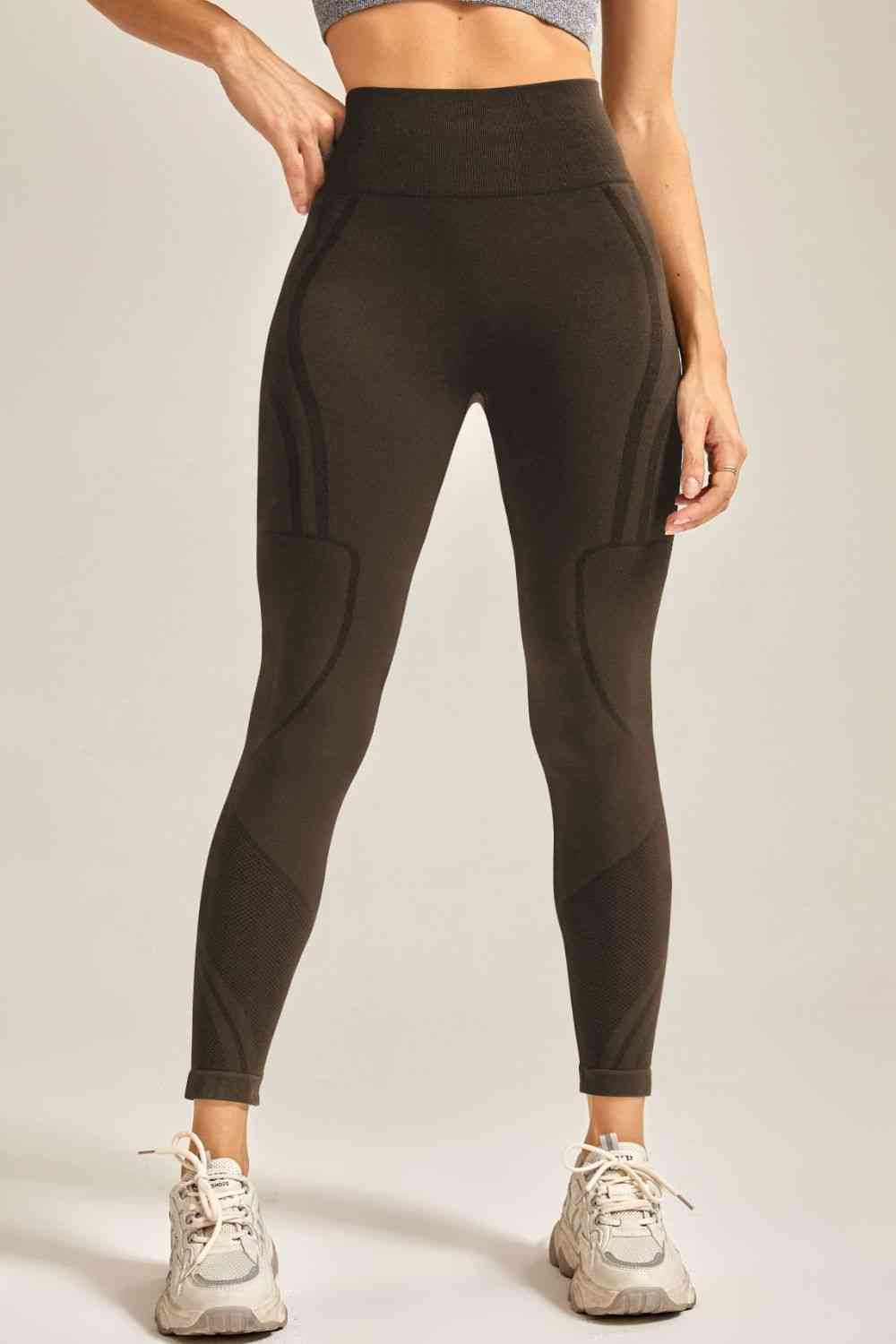 Wide Waistband Long Active Pants - FitFemme.Shop