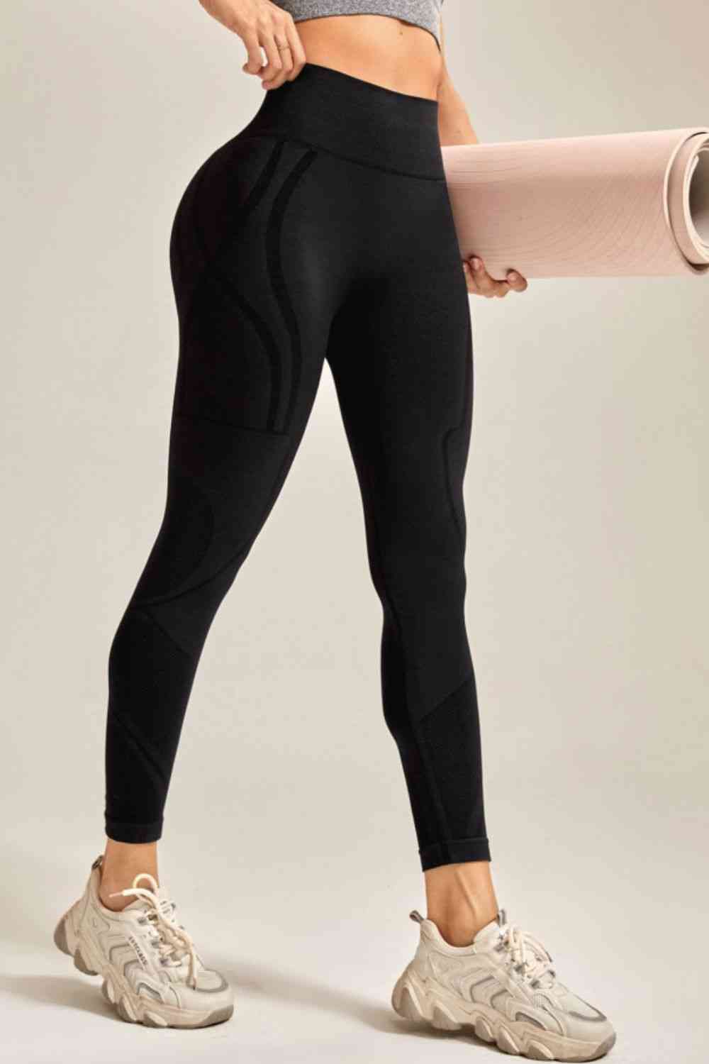 Wide Waistband Long Active Pants - FitFemme.Shop