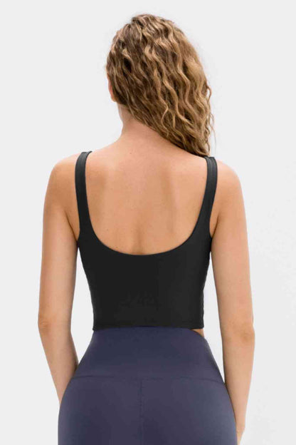Cropped Scoop Neck Active Tank Top - FitFemme.Shop