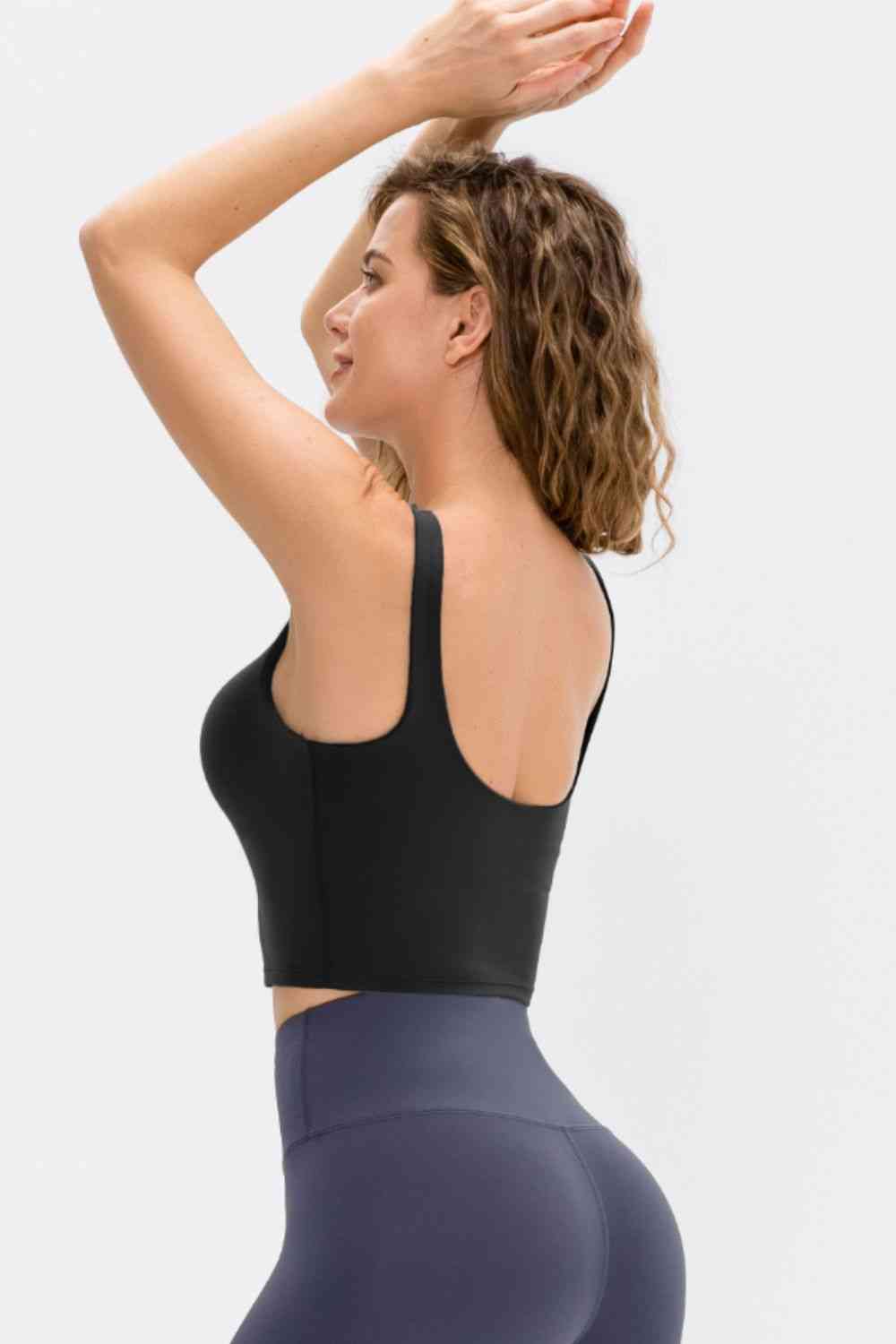 Cropped Scoop Neck Active Tank Top - FitFemme.Shop