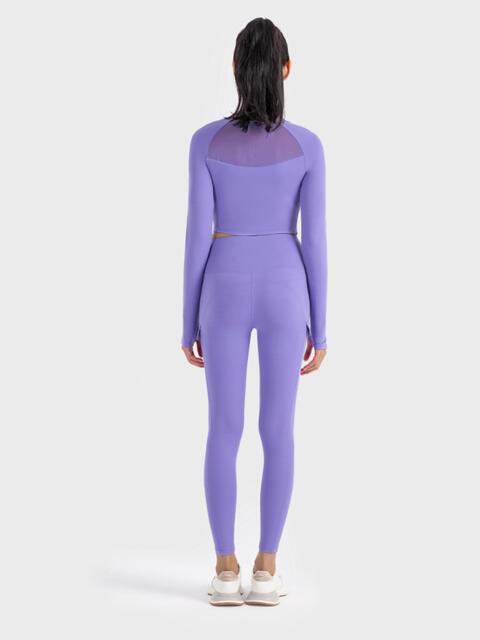Millennia Square Neck Long Sleeve Cropped Sports Top - FitFemme.Shop