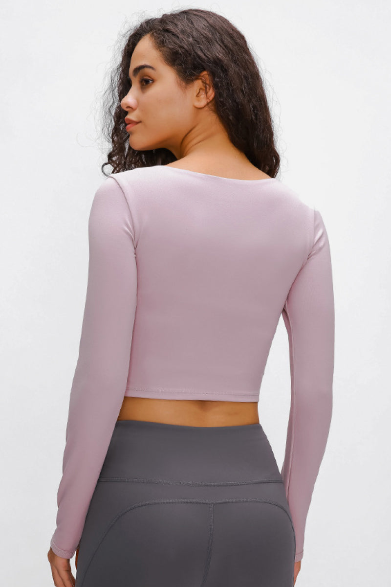 Millennia Long Sleeve Cropped Top With Sports Strap - FitFemme.Shop