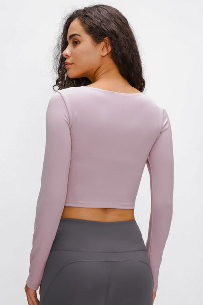 Millennia Long Sleeve Cropped Top With Sports Strap - FitFemme.Shop