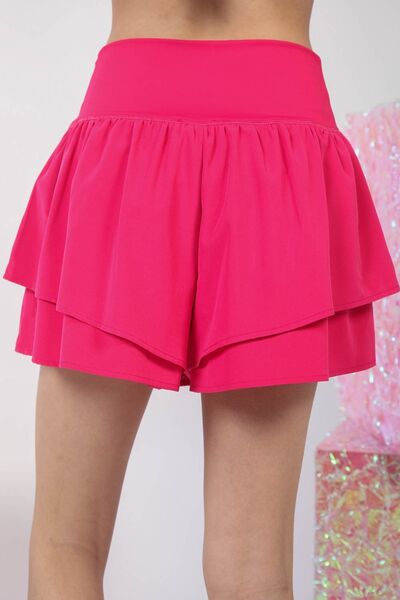VERY J V-Shaped High Waist Layered Active Shorts - FitFemme.Shop