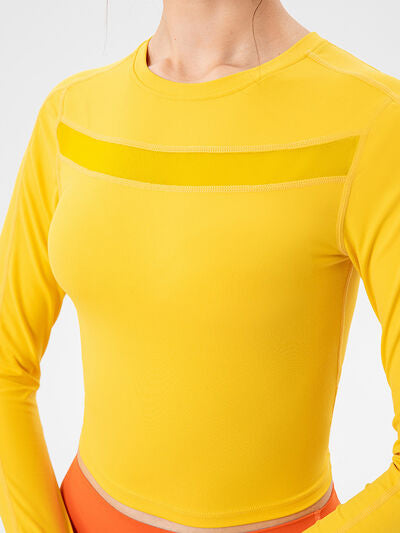Round Neck Long Sleeve Active T-Shirt - FitFemme.Shop