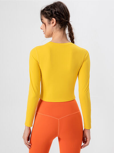 Round Neck Long Sleeve Active T-Shirt - FitFemme.Shop
