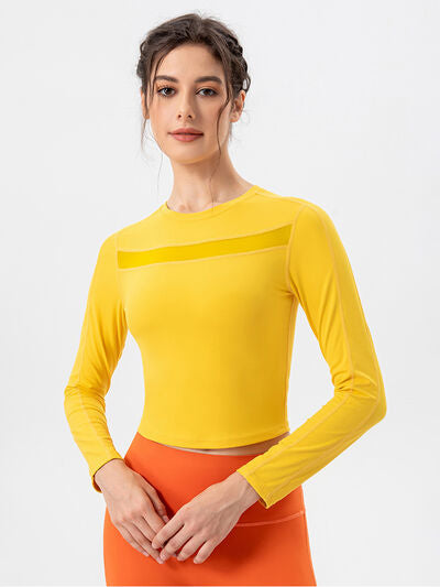 Round Neck Long Sleeve Active T-Shirt - FitFemme.Shop
