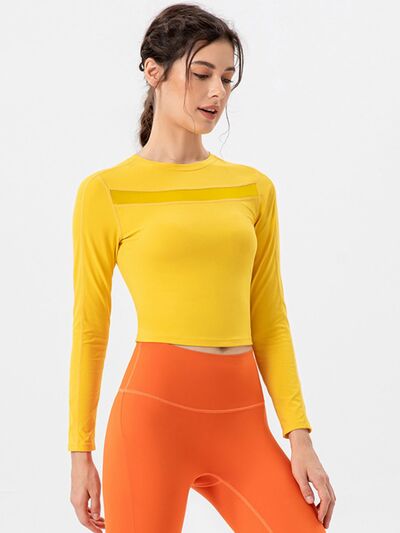 Round Neck Long Sleeve Active T-Shirt - FitFemme.Shop