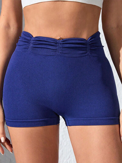 Ruched High Waist Active Shorts - FitFemme.Shop
