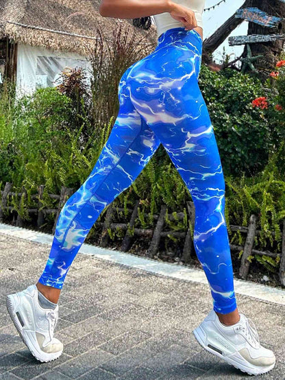 Tie-dye Slim Fit High Waistband Long Active Pants - FitFemme.Shop