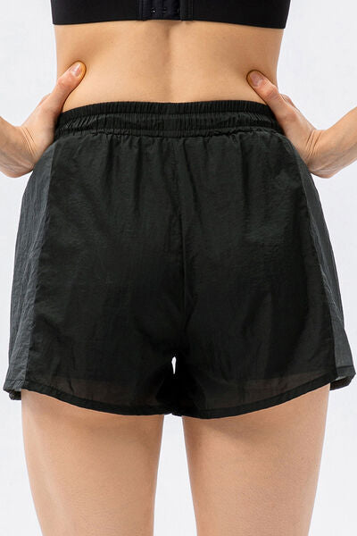 Color Block Drawstring Active Shorts - FitFemme.Shop