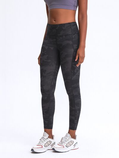 Millennia Wide Waistband Leggings with Pockets - FitFemme.Shop