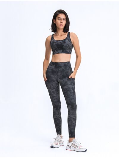 Millennia Wide Waistband Leggings with Pockets - FitFemme.Shop