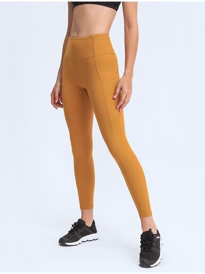 Millennia Wide Waistband Leggings with Pockets - FitFemme.Shop