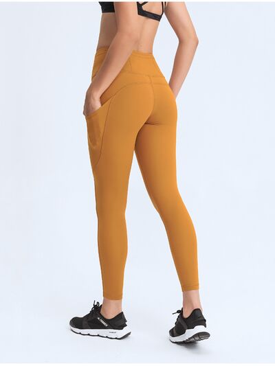 Millennia Wide Waistband Leggings with Pockets - FitFemme.Shop