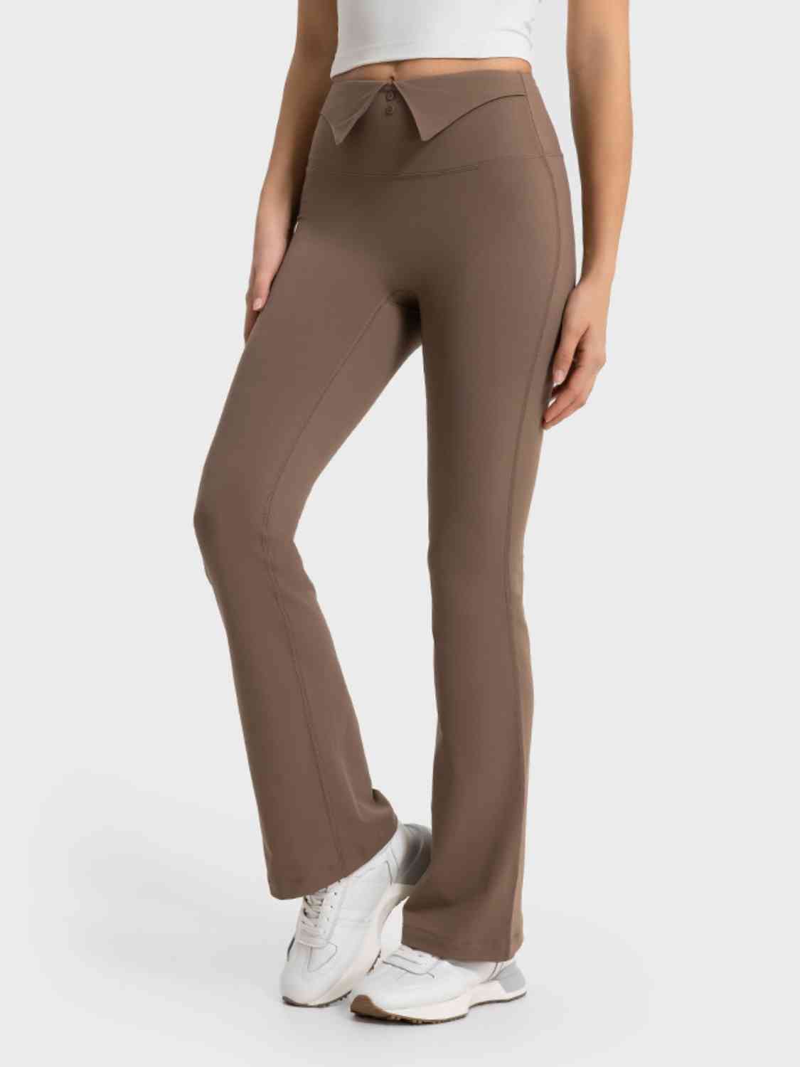 Millennia Wide Waistband Bootcut Sport Pants - FitFemme.Shop