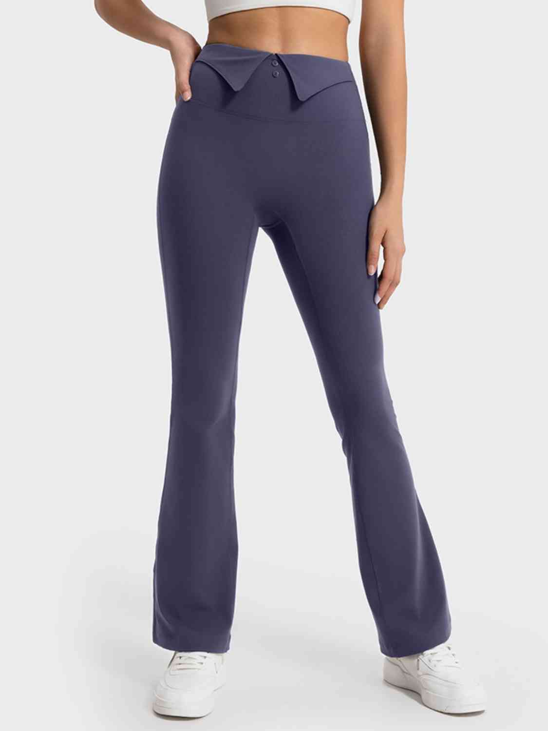 Millennia Wide Waistband Bootcut Sport Pants - FitFemme.Shop
