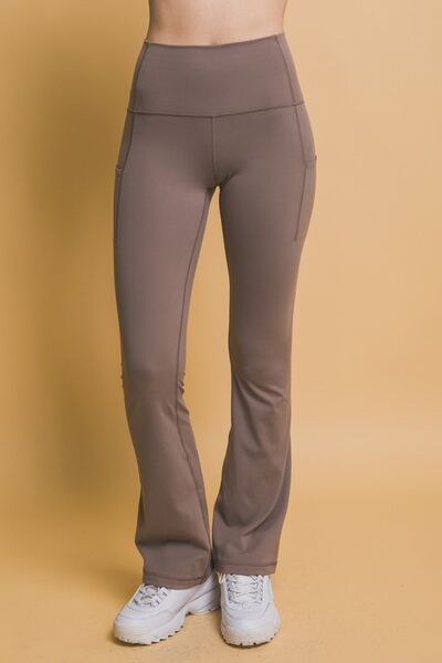 Love Tree High Waist Flare Active Leggings with Side Pockets - FitFemme.Shop