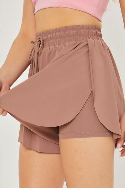Love Tree Two In One Drawstring Active Shorts - FitFemme.Shop